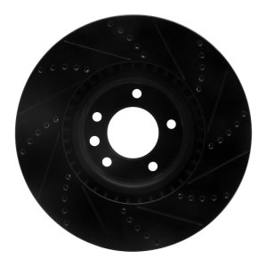 Porsche Cayenne Brake Rotor (1) - Front Left - R1 Concepts - Drilled & Slotted - Black - `08-`09